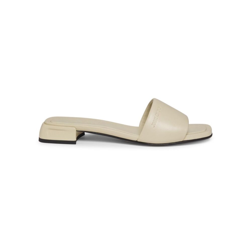 Jimmy Choo Nappa Leather Open Toe Lena Flat Sandals Bamboo Size 39.5 $750